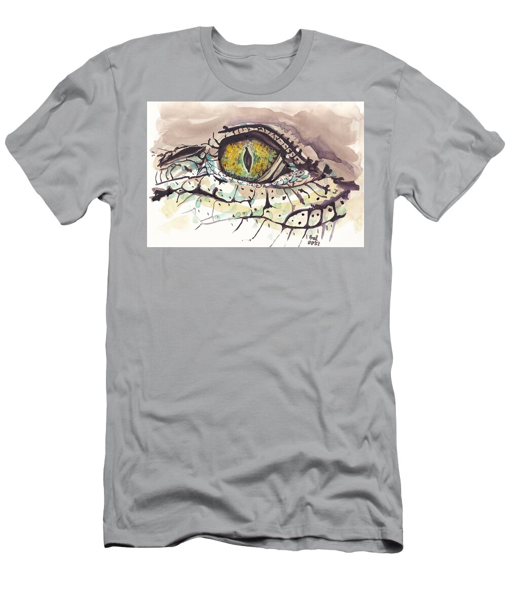 Crocodile T-Shirt featuring the painting Croc by George Cret