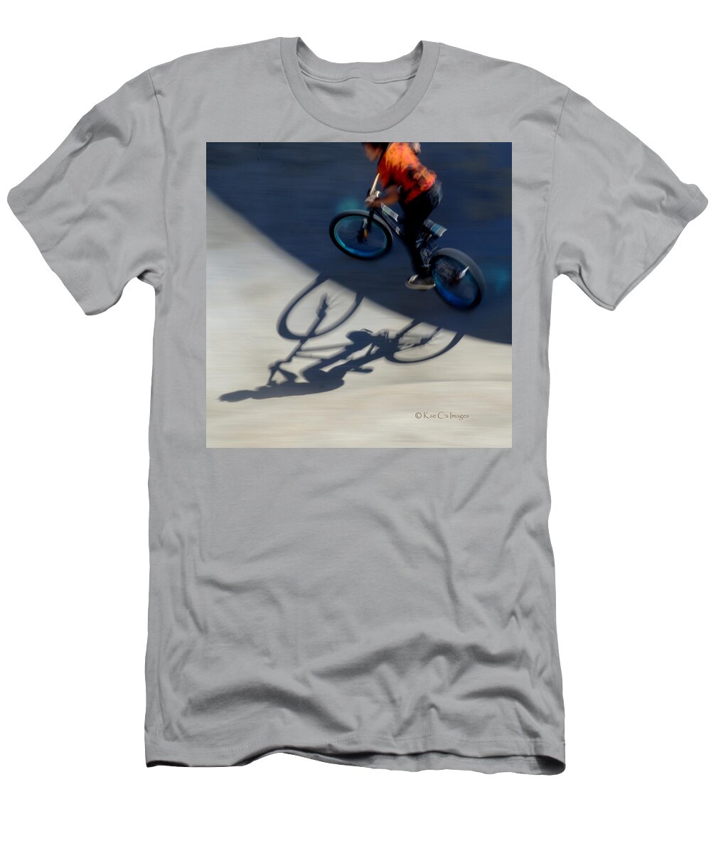Bike T-Shirt featuring the photograph Cyclist and His Shadow by Kae Cheatham