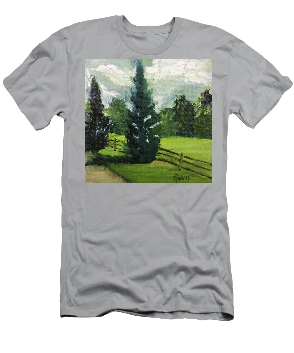 Cypress Trees T-Shirt featuring the painting Cypress Trees by Roxy Rich