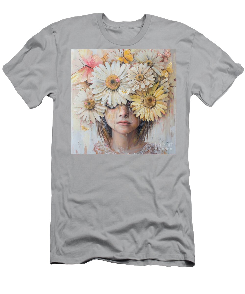 Daisy Flowers T-Shirt featuring the painting Daisy Flower Girl by Tina LeCour