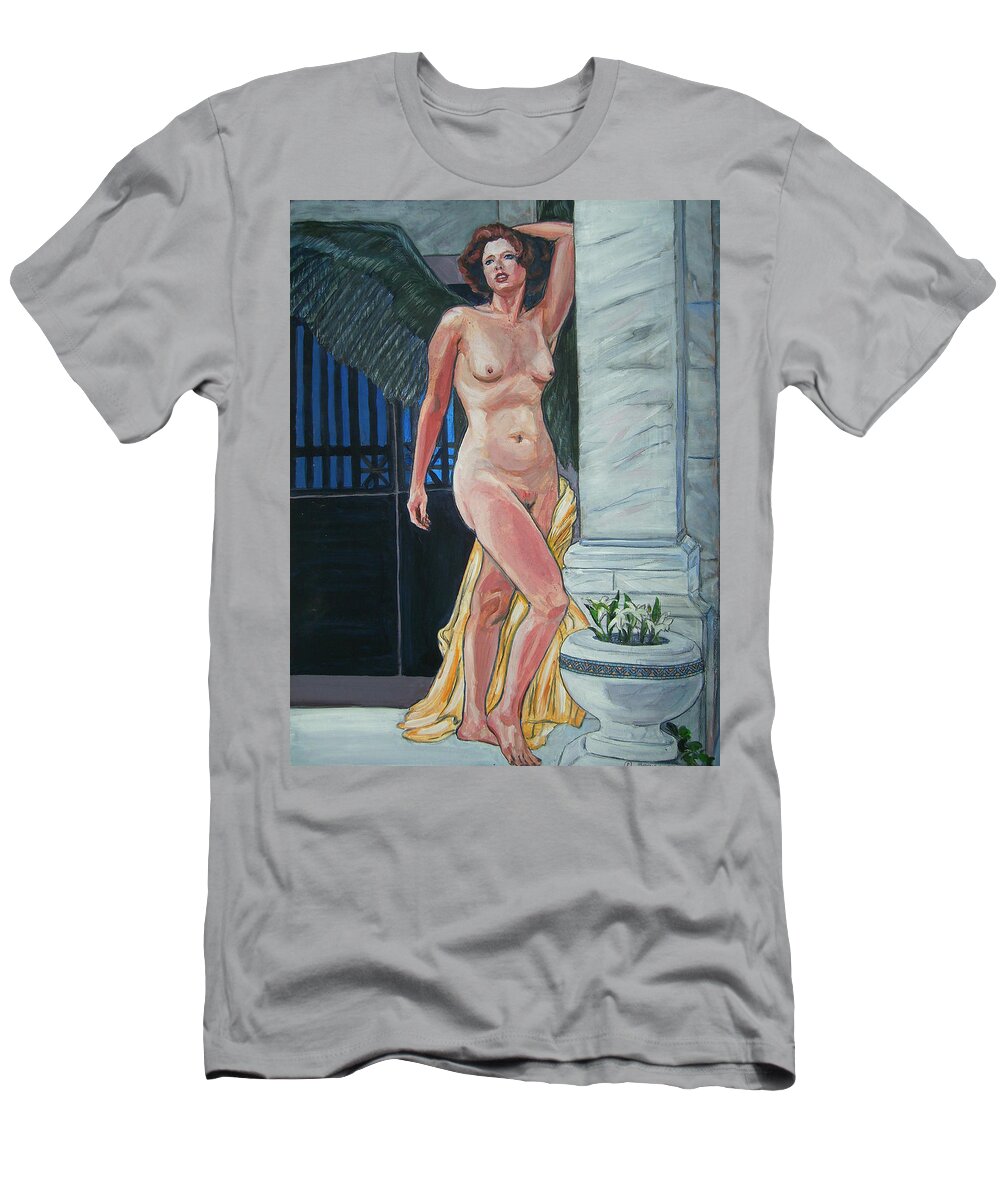 Nude T-Shirt featuring the painting Dark Angel by Bryan Bustard