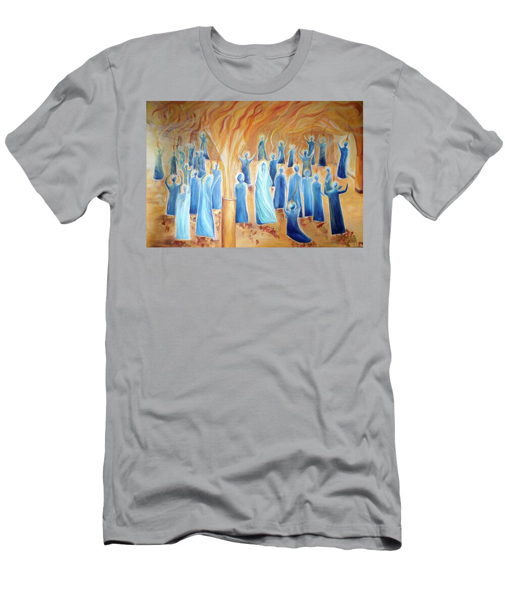 Pentecost T-Shirt featuring the painting Day of Pentecost by Blessed Art