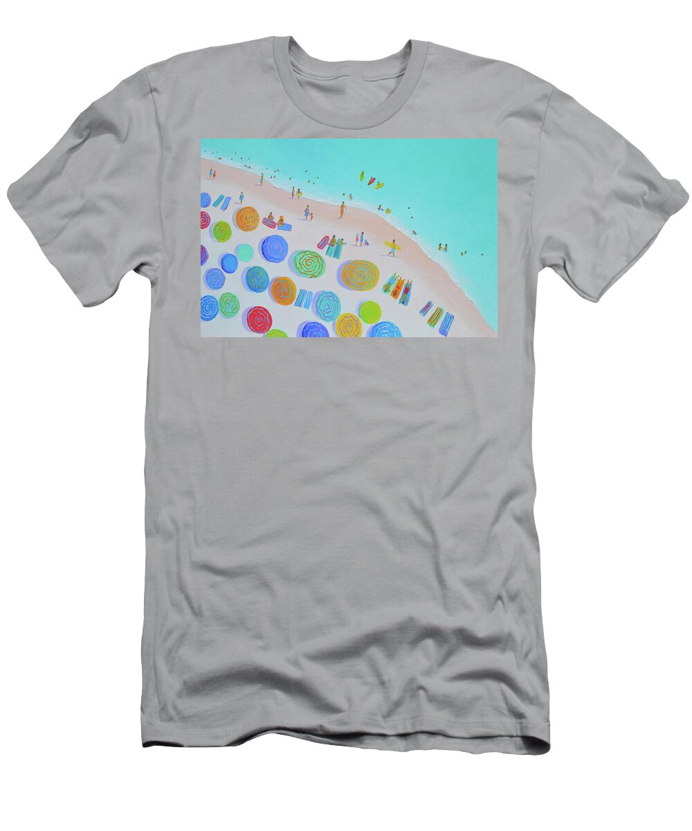 Beach T-Shirt featuring the painting Days of Fun and Color - beach painting by Jan Matson