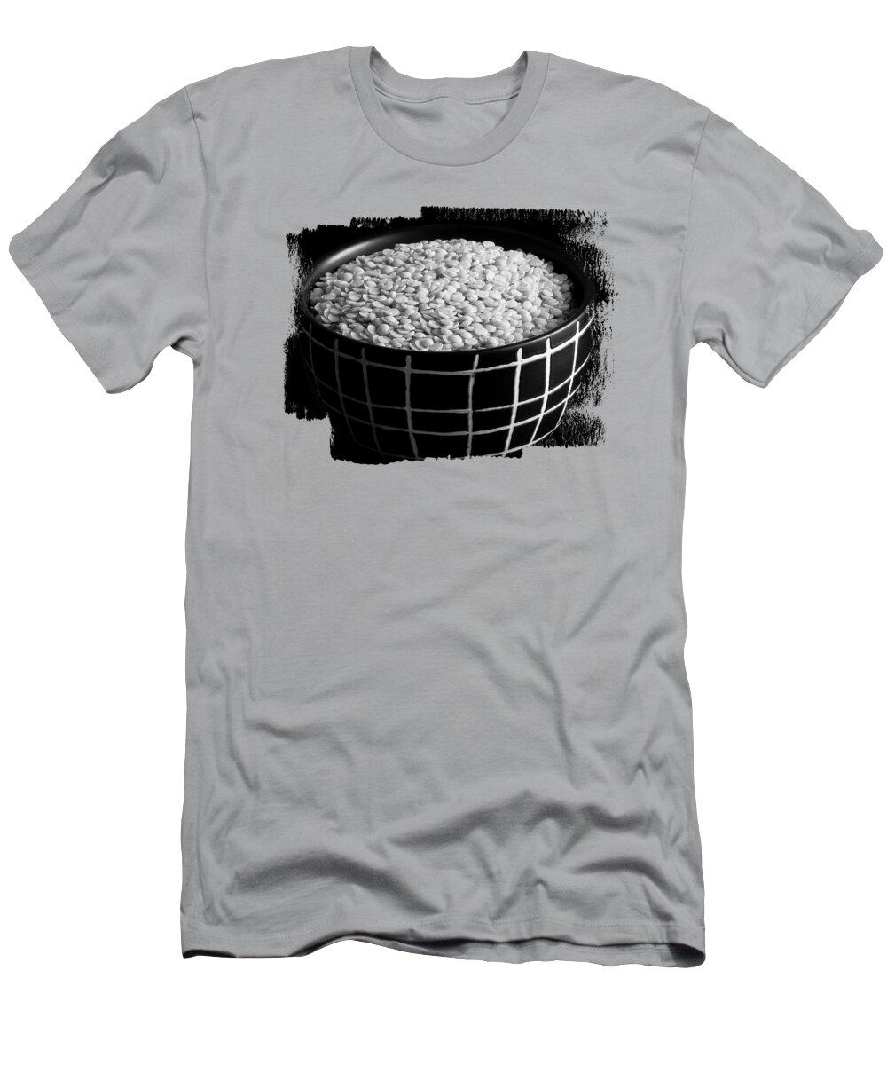 Red Lentils T-Shirt featuring the photograph Delicious Red Lentils BW by Elisabeth Lucas