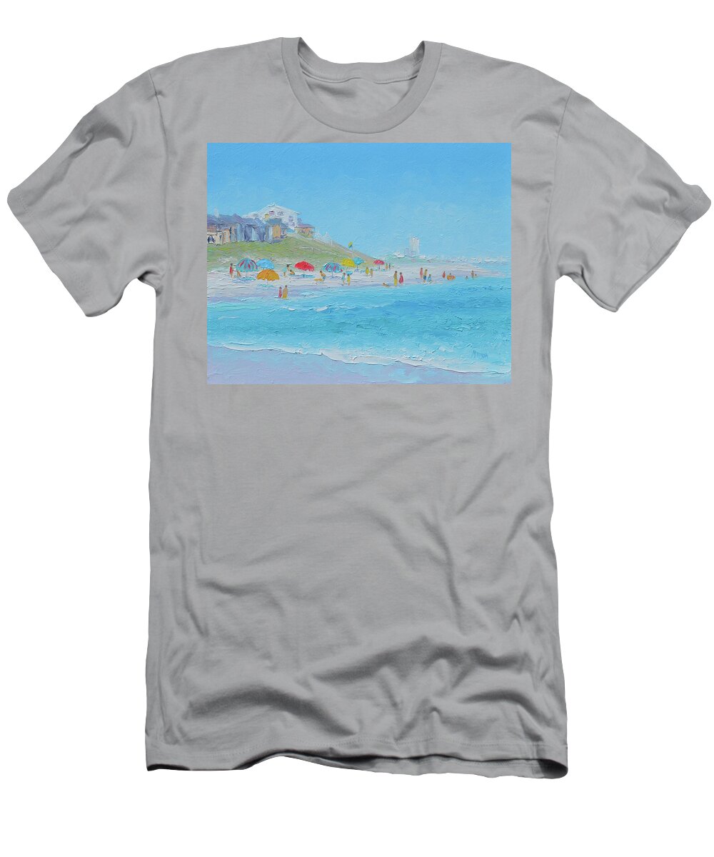 Destin Beach T-Shirt featuring the painting Destin Beach, Florida, beach impression by Jan Matson