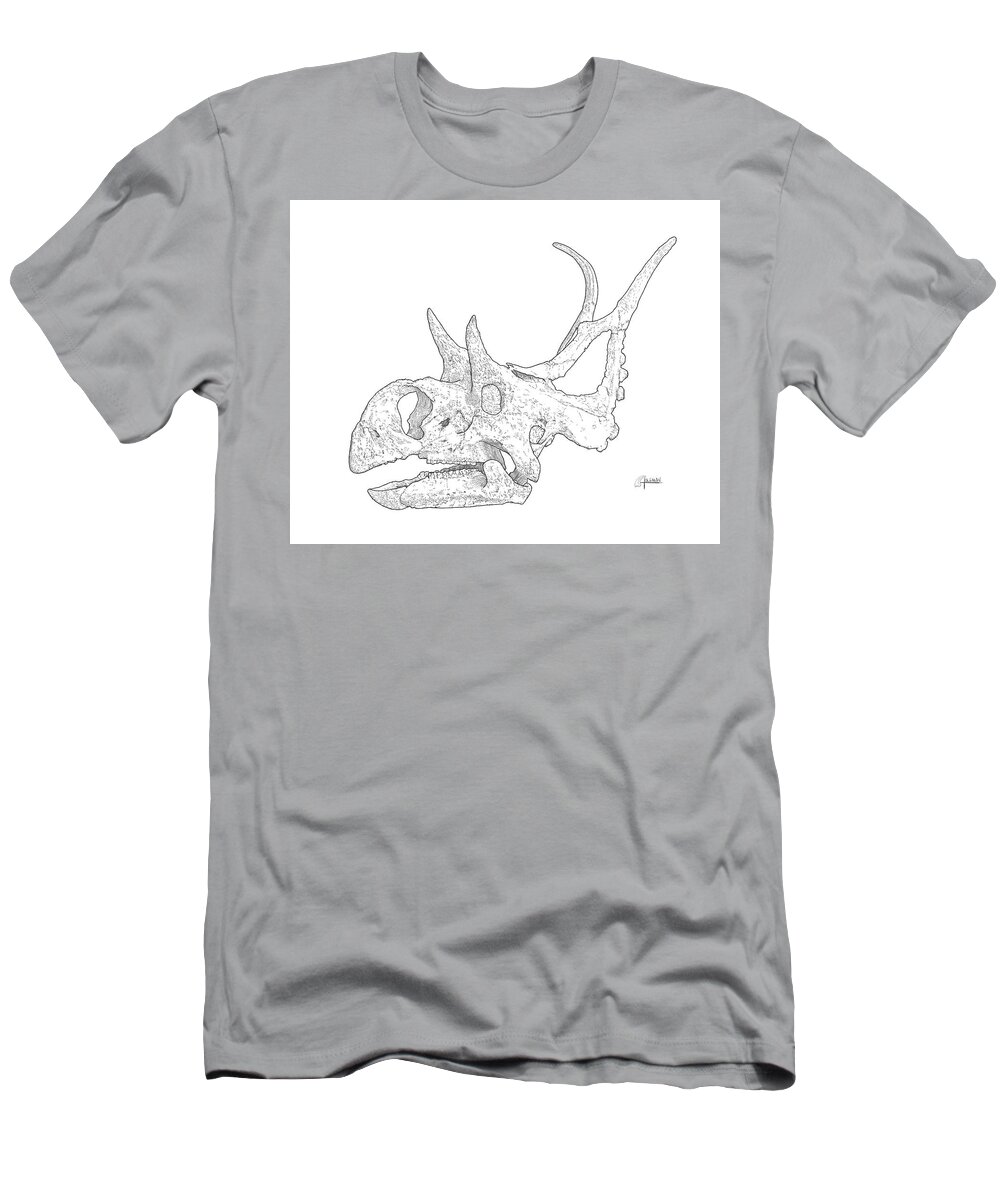 Diabloceratops T-Shirt featuring the digital art Diabloceratops BW by Rick Adleman