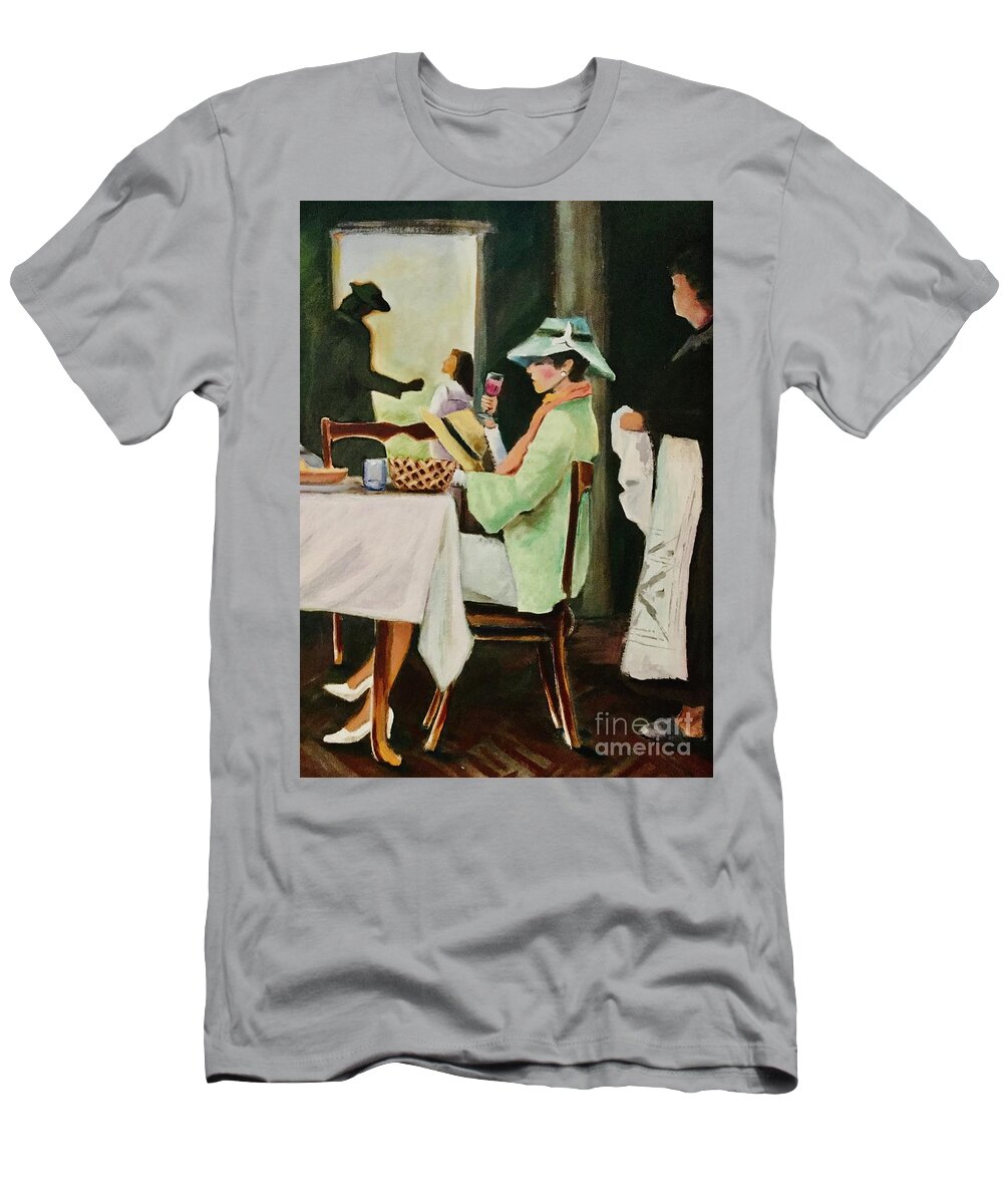 Dinning T-Shirt featuring the painting Dinning by Lana Sylber
