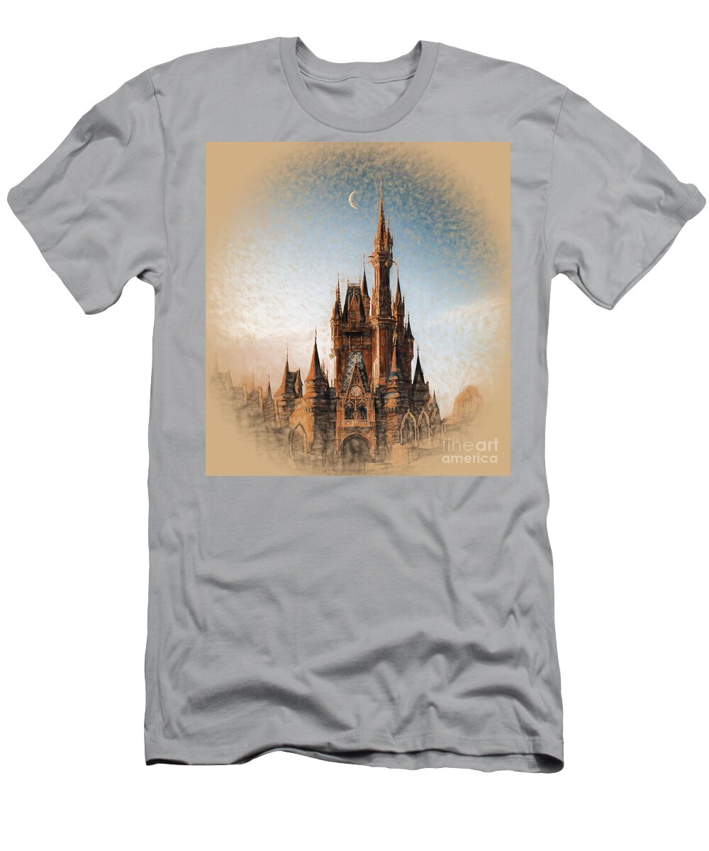 Castle T-Shirt featuring the painting Disney World USA 0912 by Gull G