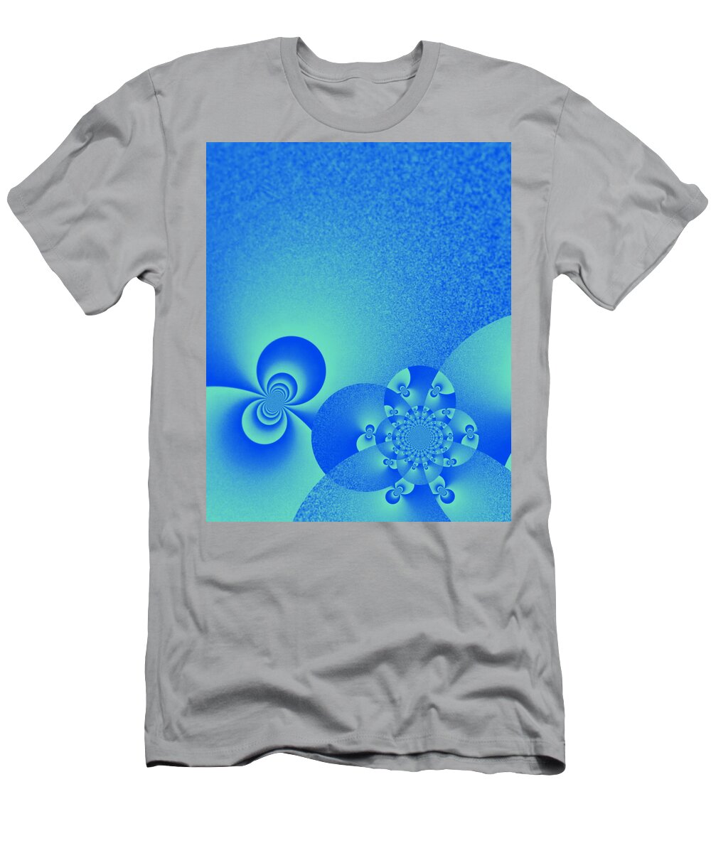 Blue T-Shirt featuring the digital art Distorted Blues by Designs By L