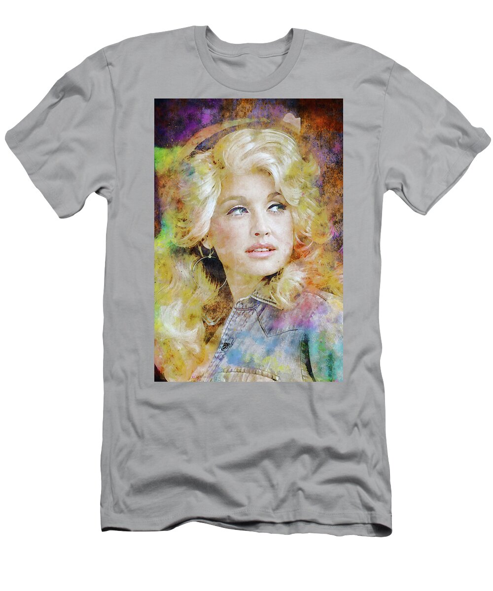 Dolly Parton Watercolor T-Shirt featuring the painting Dolly Parton Watercolor by Dan Sproul