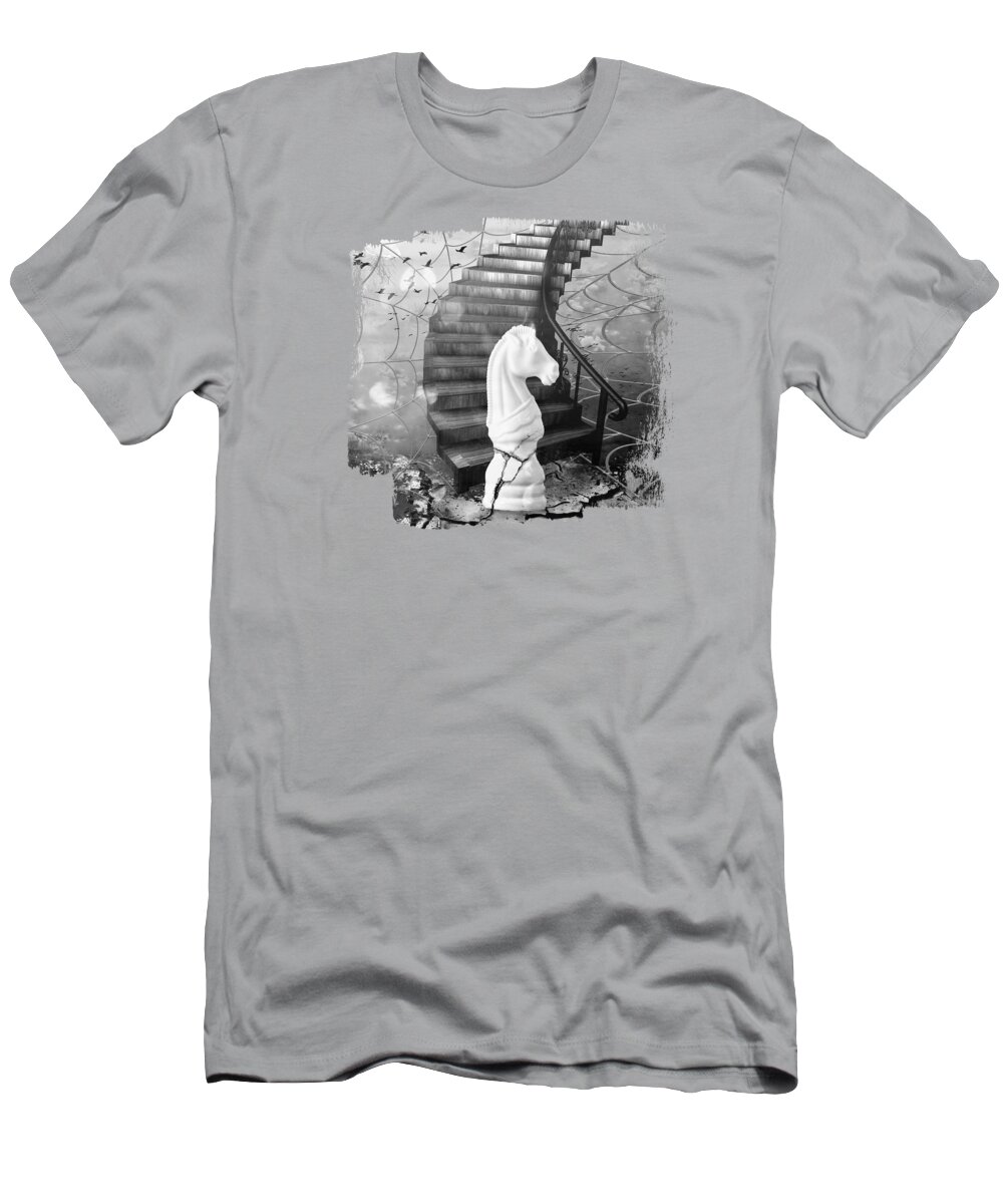 Chess T-Shirt featuring the mixed media Don't Let the Past Break You BW by Elisabeth Lucas