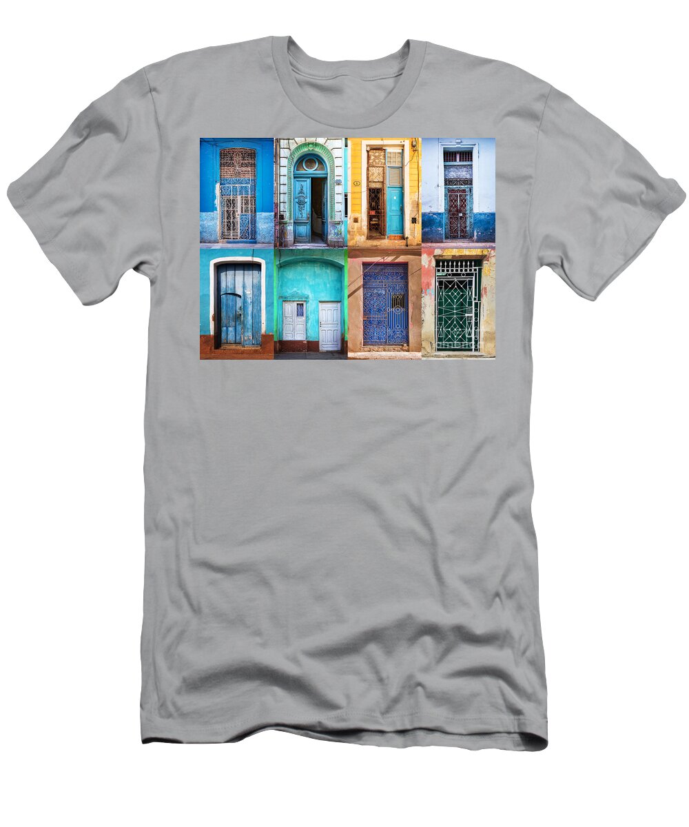 Doors T-Shirt featuring the photograph Doors of Cuba by Delphimages Photo Creations