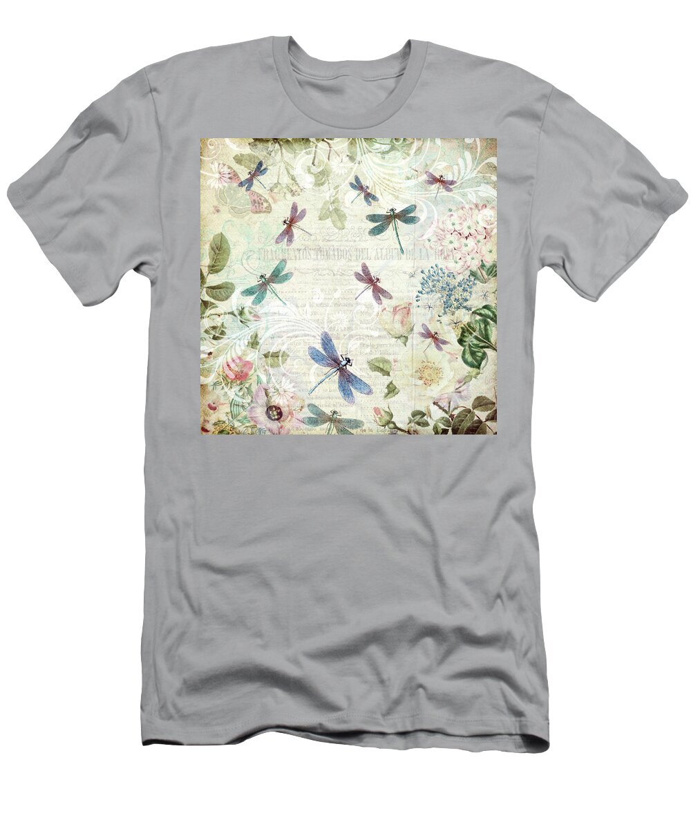 Dragonfly T-Shirt featuring the digital art Dragonfly Dreams on a Summer Day by Peggy Collins