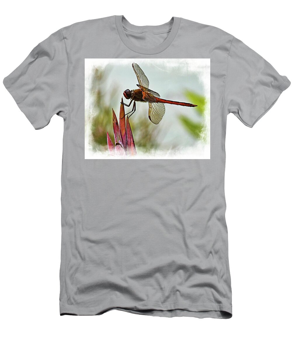 Dragonfly T-Shirt featuring the photograph Dragonfly with vignette by Bill Barber