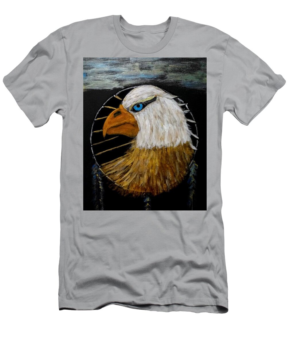 Eagle T-Shirt featuring the painting DreamCaught by Anna Adams