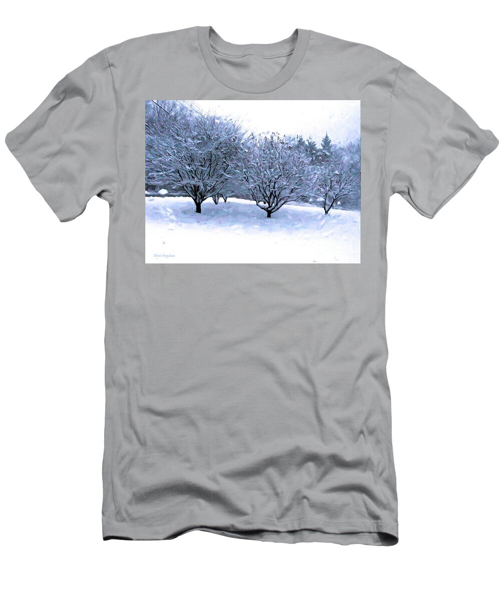 Trees T-Shirt featuring the photograph Drive By Shooting No.33 Snow Orchard by Xine Segalas