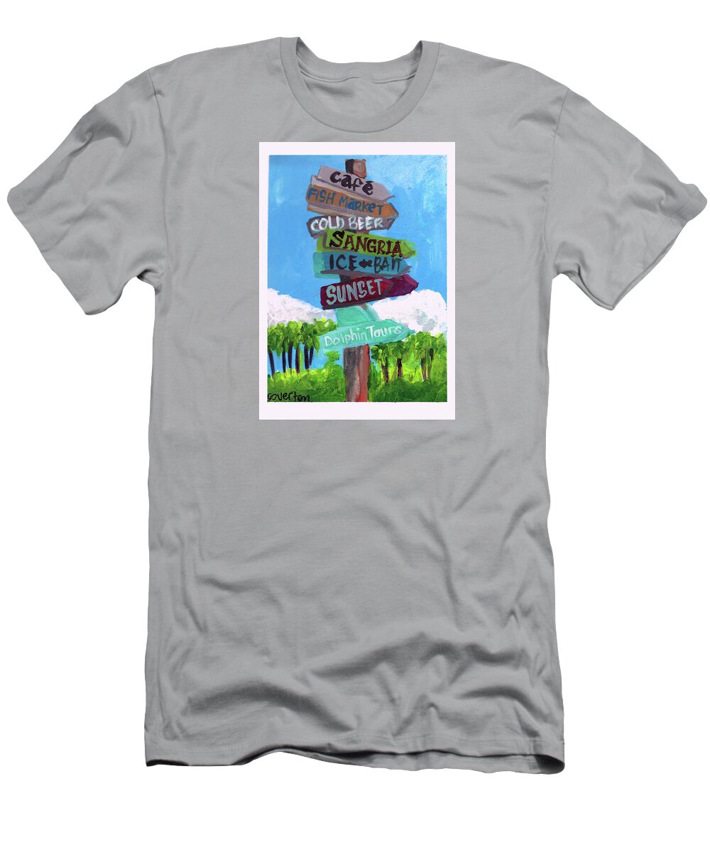Signs T-Shirt featuring the painting Dunedin Signs by Shelley Overton