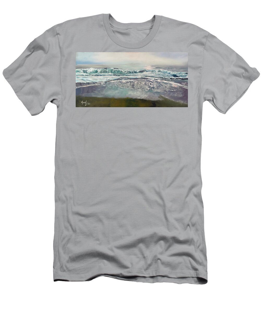 Theartistjosef T-Shirt featuring the painting Early Morning Waves by Josef Kelly