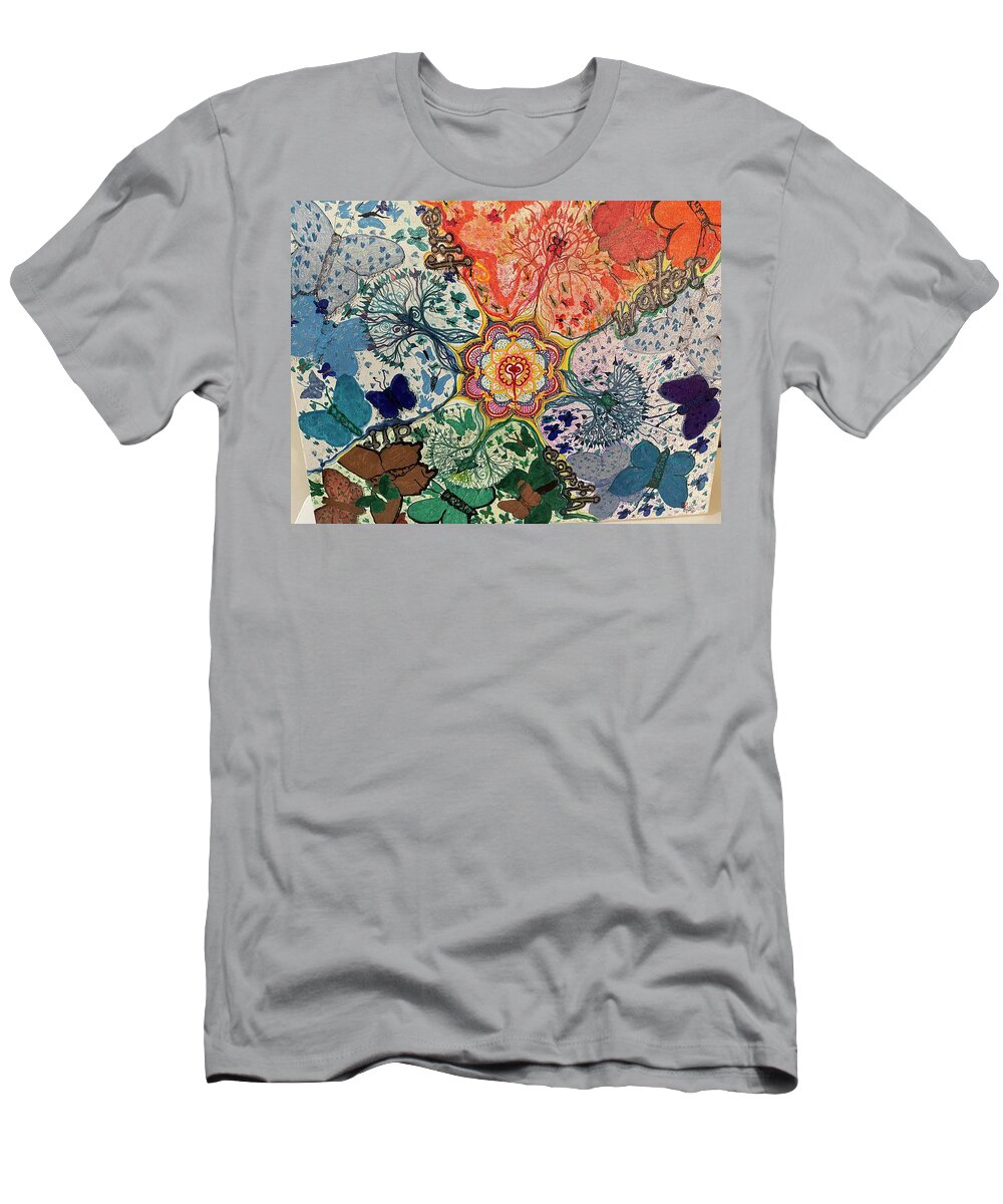 Earth T-Shirt featuring the mixed media Earth, Air, Fire, Water by Christine Paris