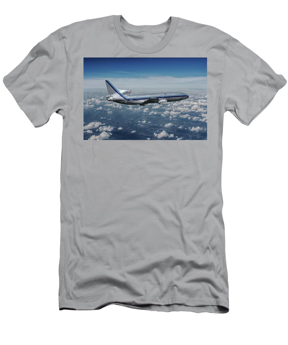 Eastern Airlines T-Shirt featuring the mixed media Eastern Airlines L-1011 TriStar by Erik Simonsen