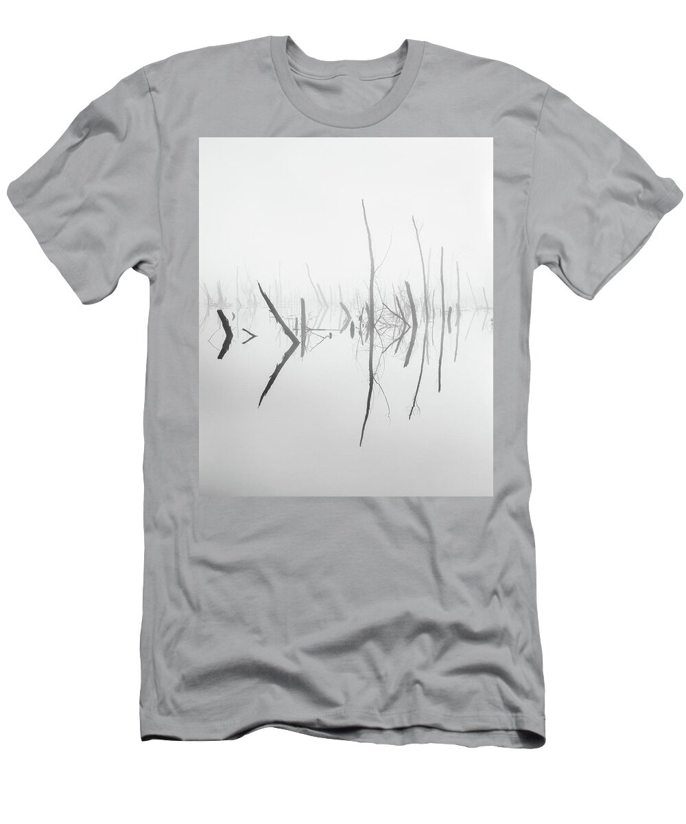 Abstract T-Shirt featuring the photograph Eerily Calm In Black And White by Jordan Hill
