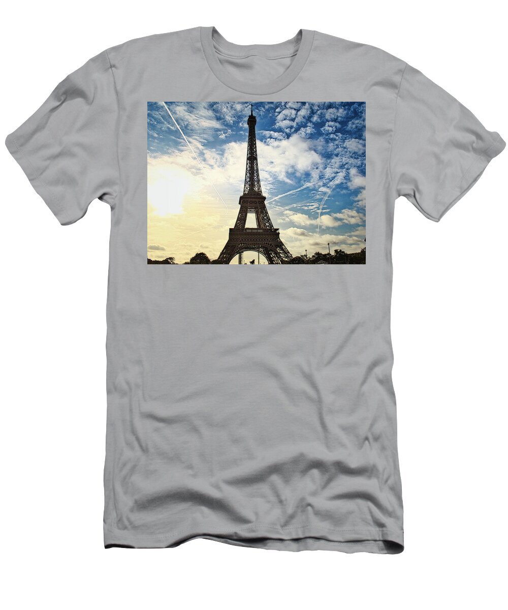 Tower T-Shirt featuring the photograph Eiffel Clouds by Portia Olaughlin