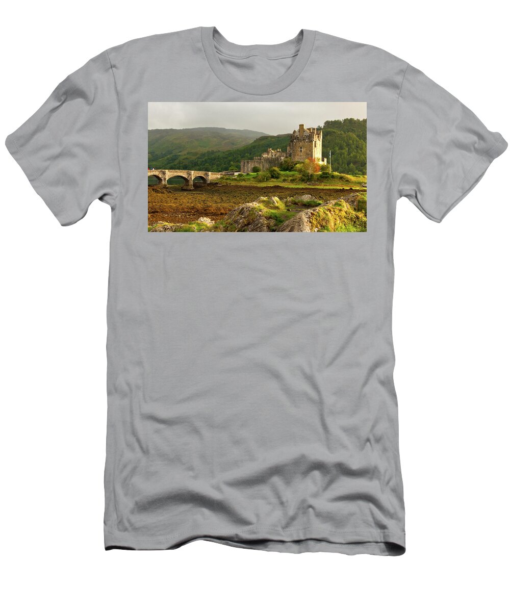Scotland T-Shirt featuring the photograph Eilean Donan Castle in the loch Alsh at the highlands of Scotlan by Michalakis Ppalis