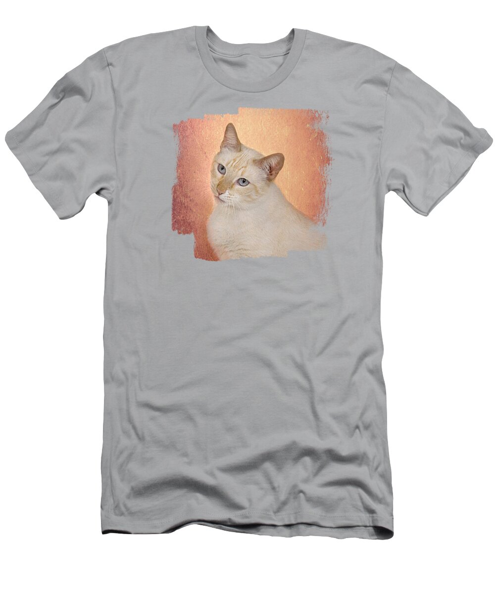 Siamese Cat T-Shirt featuring the mixed media Elegant Flame Point Siamese by Elisabeth Lucas