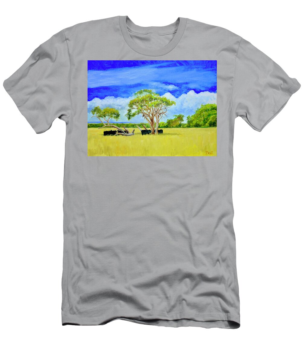 Cattle T-Shirt featuring the painting En Route To Walkerville, South Gippsland by Dai Wynn