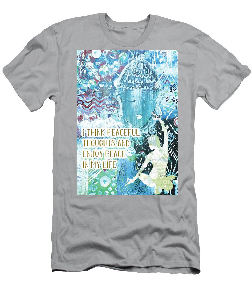 Peace T-Shirt featuring the mixed media Enjoy Peace by Claudia Schoen