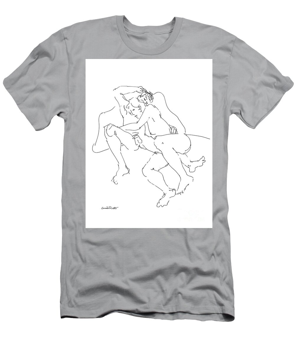 Erotic Renderings T-Shirt featuring the drawing Erotic Art Drawings 10 by Gordon Punt