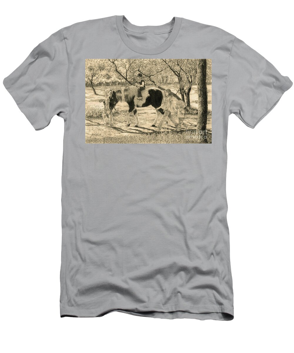 Pony T-Shirt featuring the drawing Escort Duty by Jill Westbrook