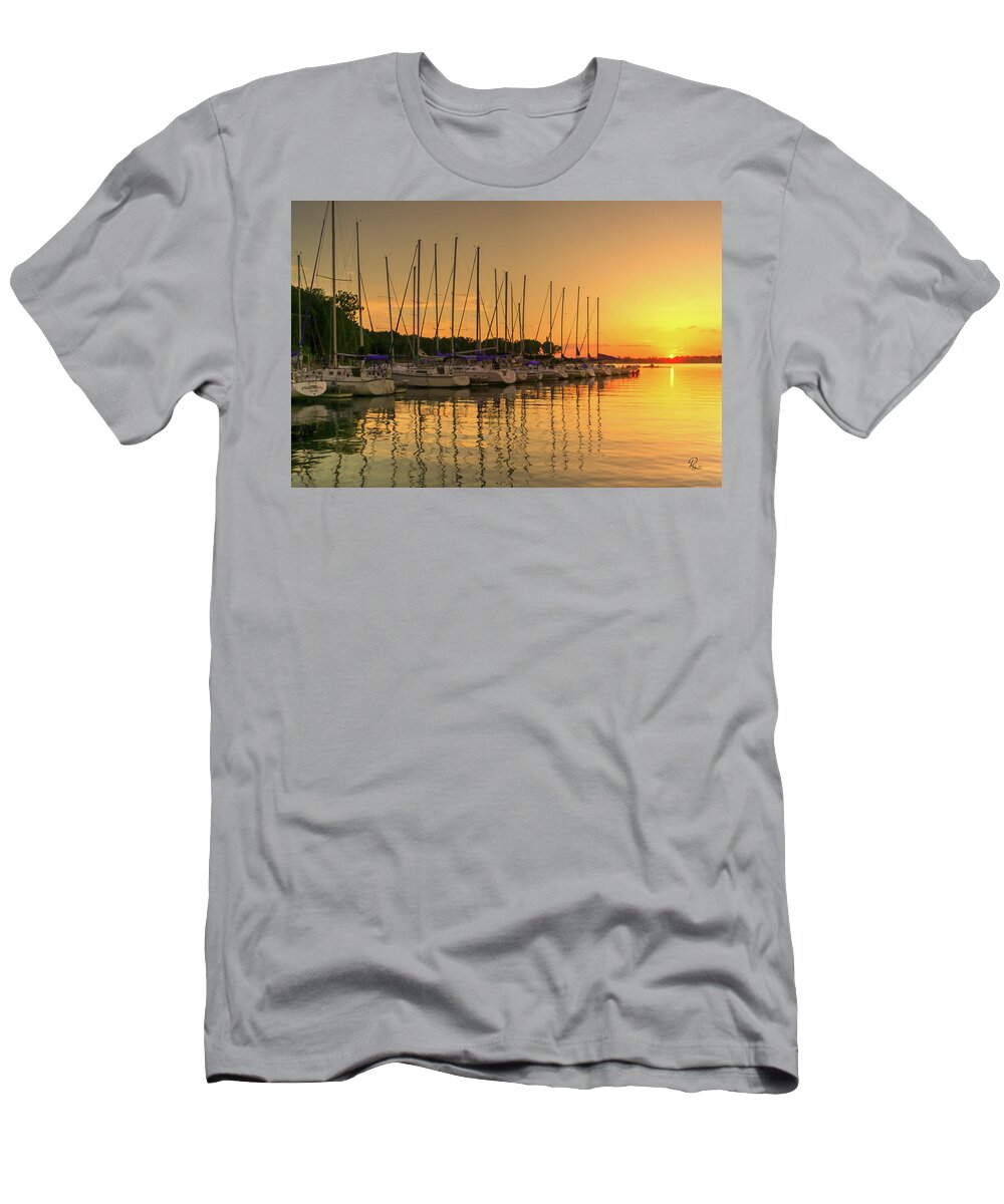 Boats T-Shirt featuring the photograph Evening Calm at Redbud Bay by Robert Harris
