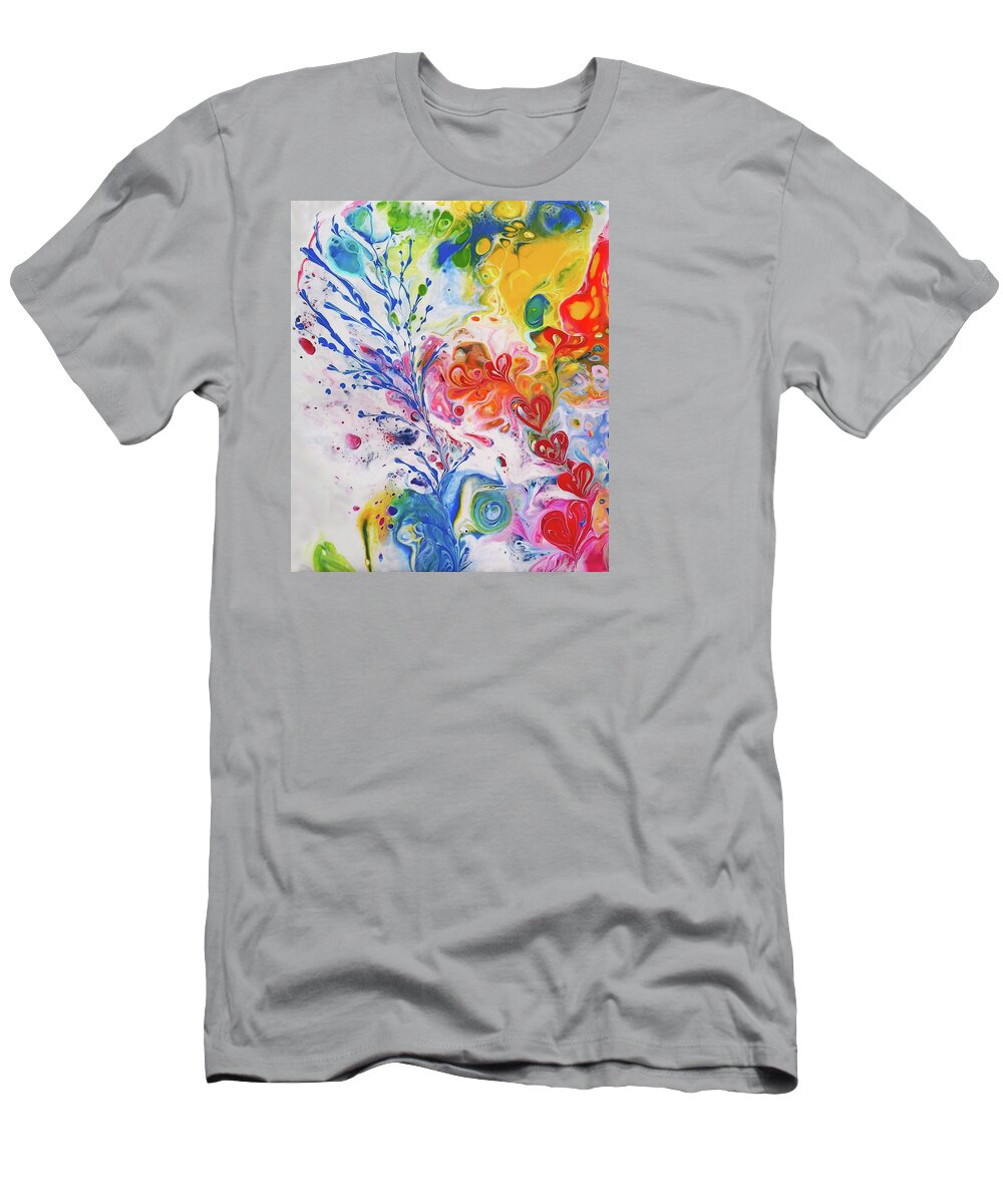 Rainbow Colors T-Shirt featuring the painting Ever Love 3 by Deborah Erlandson