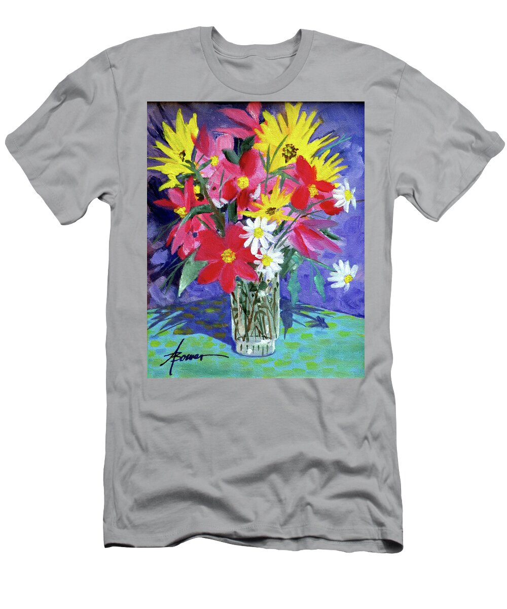 Flowers T-Shirt featuring the painting Fall Collection by Adele Bower