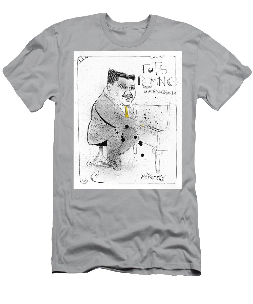  T-Shirt featuring the drawing Fats Domino by Phil Mckenney