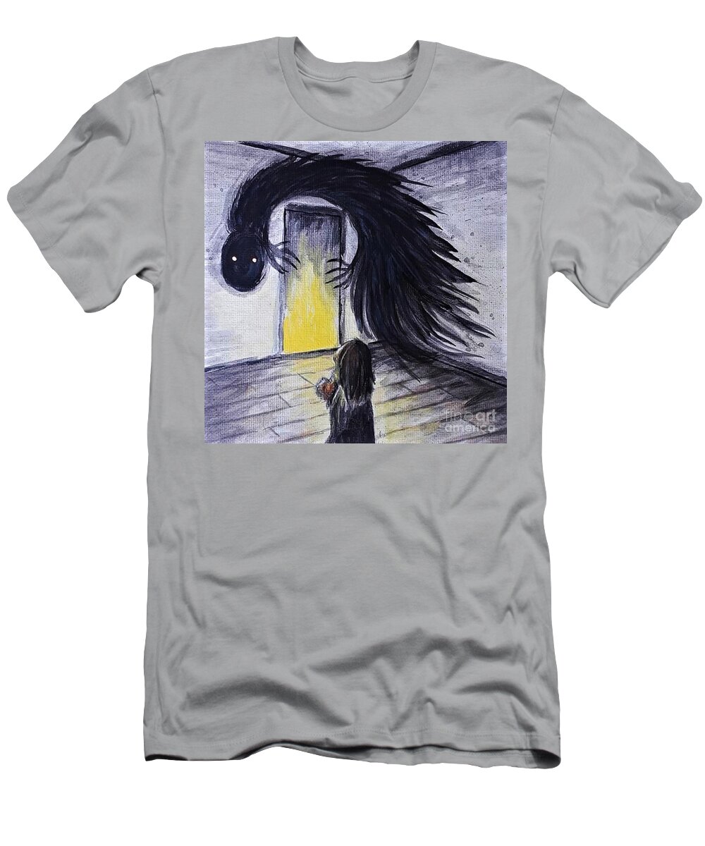 Fear T-Shirt featuring the painting Fear by April Reilly