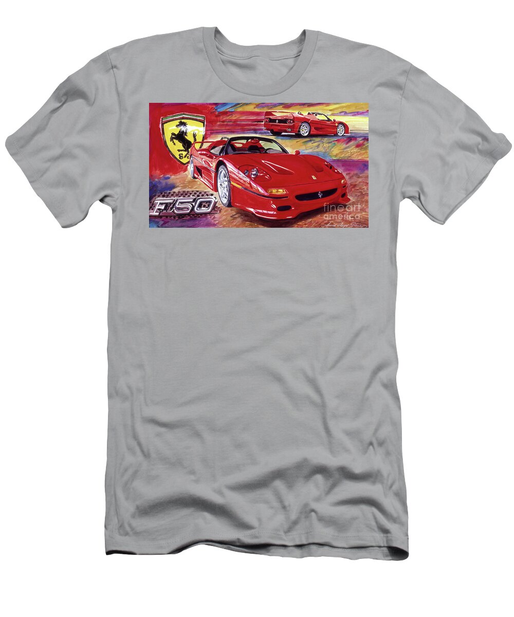 Ferrari T-Shirt featuring the painting Ferrari F50 by David Lloyd Glover