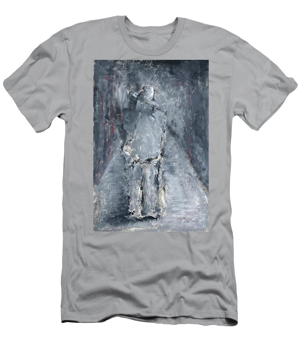 Figure T-Shirt featuring the painting Figure with hat by David Euler