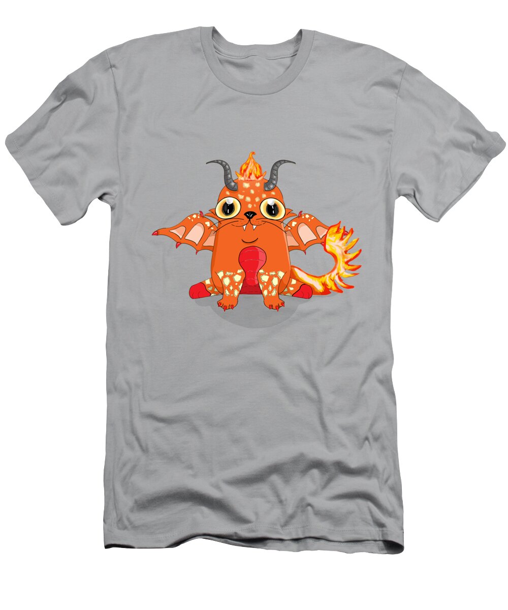 Fire T-Shirt featuring the digital art Fire Dragon Chibi by Rose Lewis