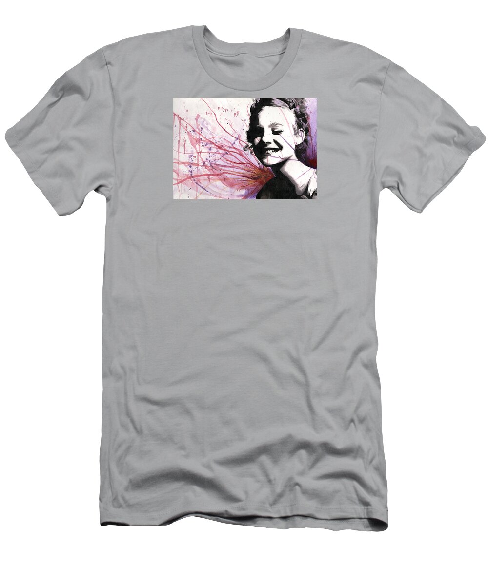 Portrait T-Shirt featuring the painting Fireworks Girl by Tiffany DiGiacomo