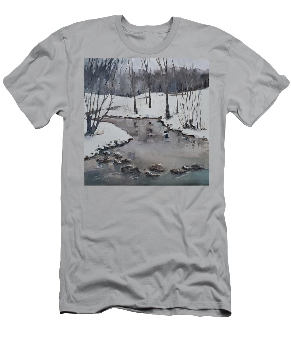 Landscape T-Shirt featuring the painting First Morning Walk 2021 by Sheila Romard