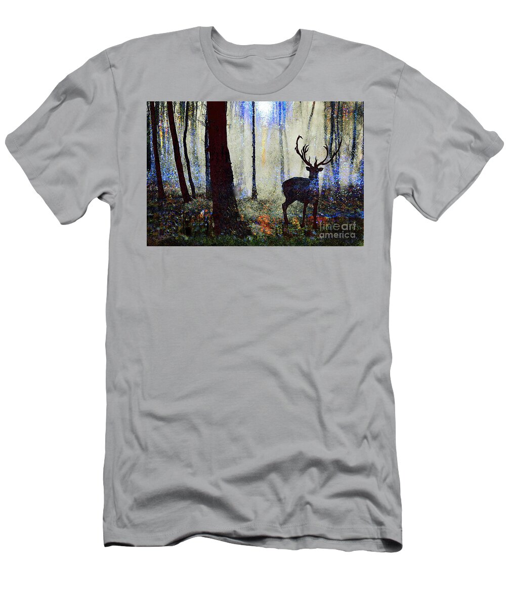 First Snow In Norwegian Woods T-Shirt featuring the painting First Snow Norwegian Woods by Bonnie Marie
