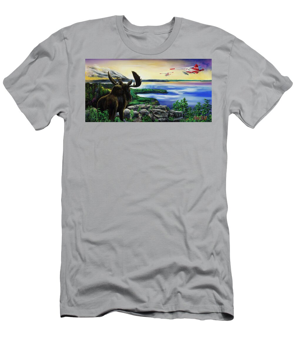 Moose T-Shirt featuring the digital art First Strike by Joe Baltich
