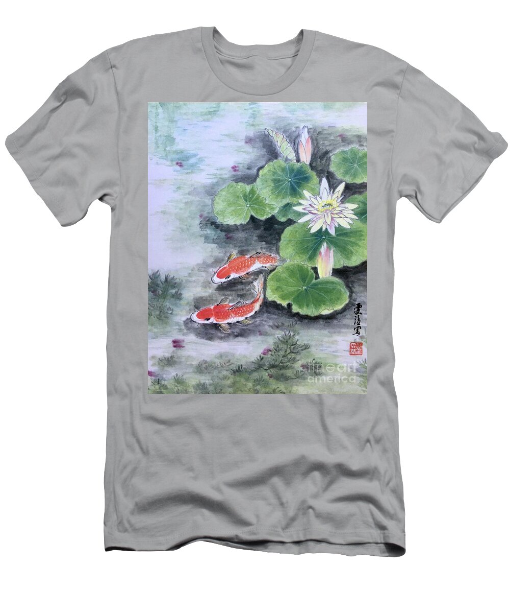 Lake T-Shirt featuring the painting Fishes Joy by Carmen Lam