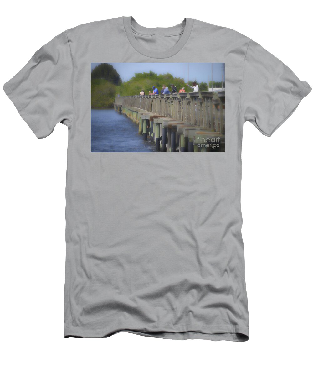 Fishing Pier T-Shirt featuring the photograph Fishing Pier Gone by Alison Belsan Horton
