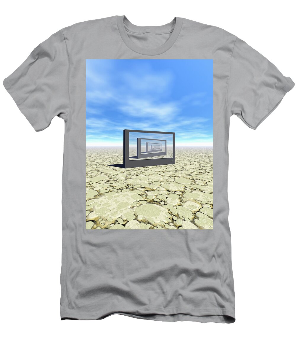 Digital Art T-Shirt featuring the digital art Flat Screen Desert Scene by Phil Perkins