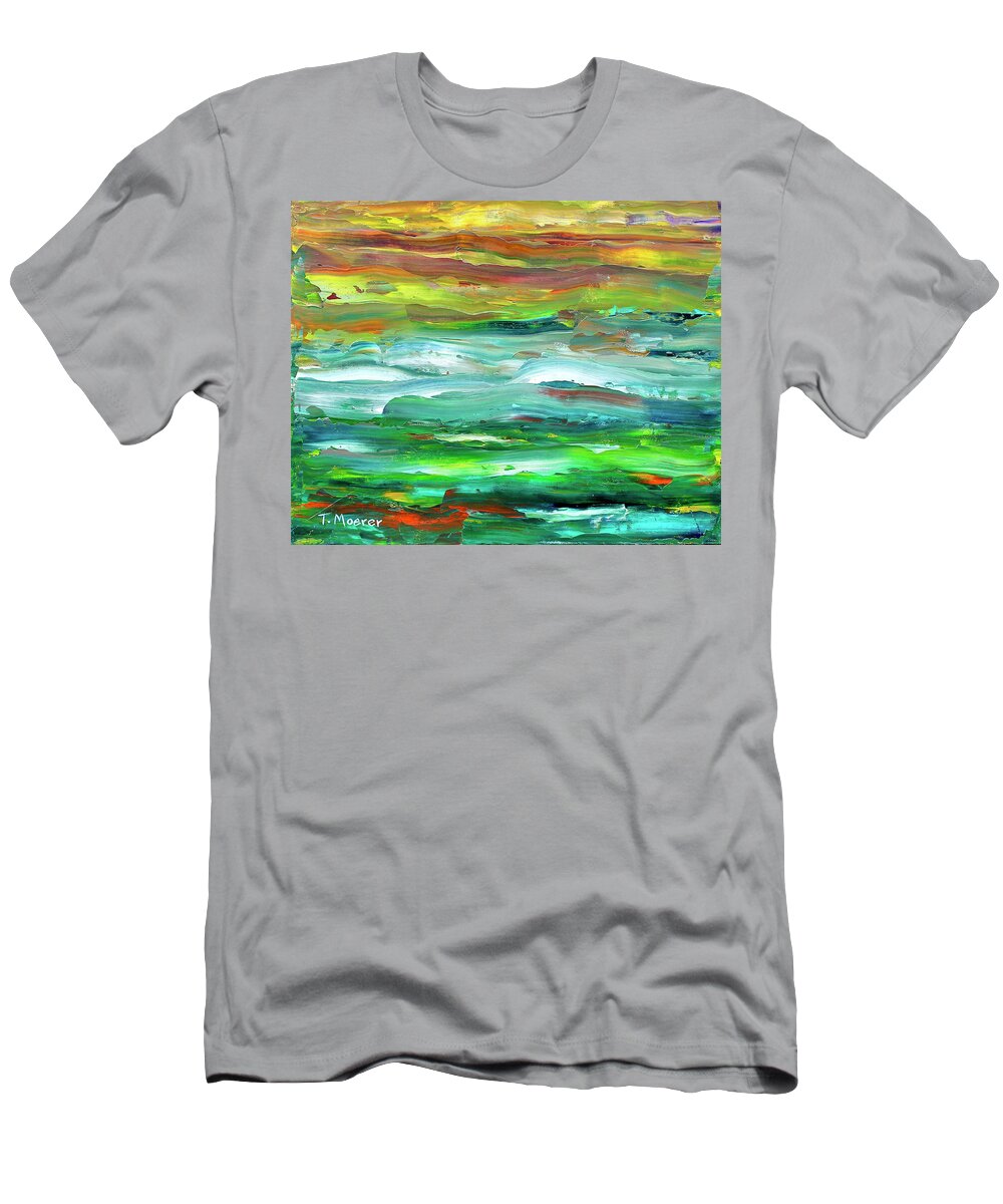 Landscape T-Shirt featuring the painting Flint Hills Sunset by Teresa Moerer