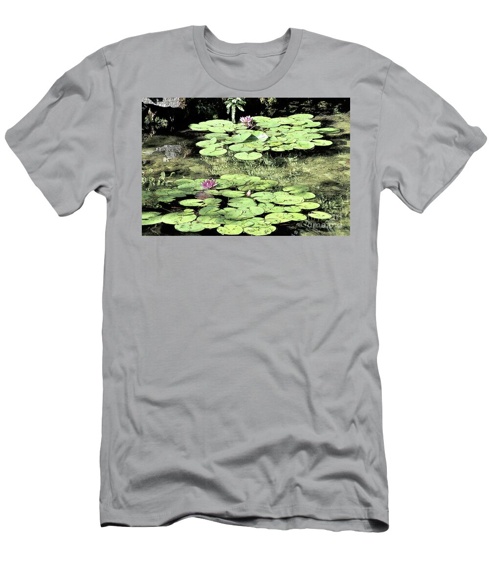 Garden T-Shirt featuring the digital art Floating Lily Pads by Kirt Tisdale