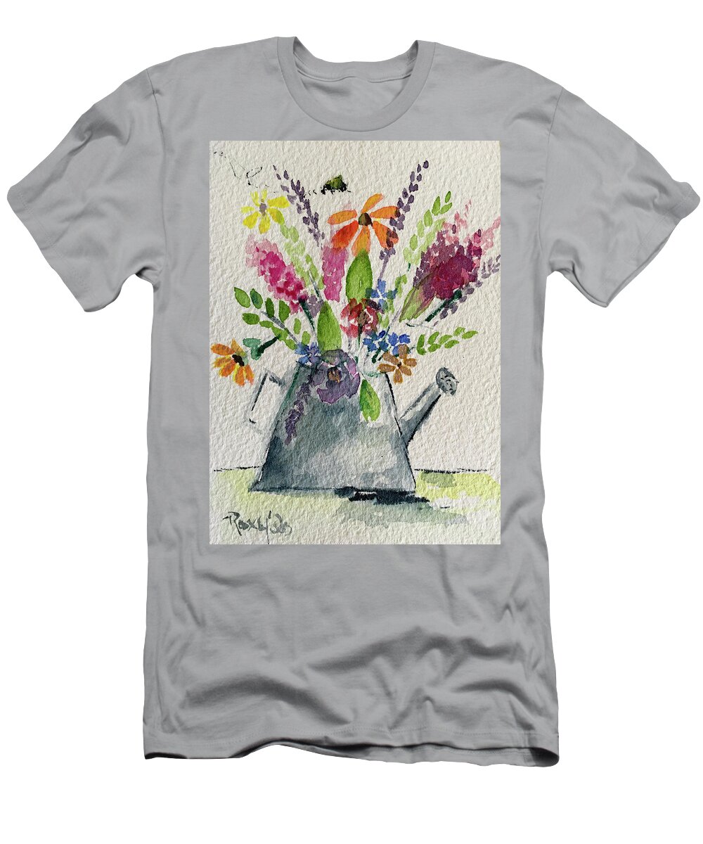 Flowers T-Shirt featuring the painting Flower Buzz by Roxy Rich
